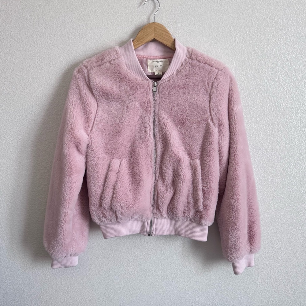 Women’s Pink Teddy Zip Jacket Size Medium - Picture 2 of 5